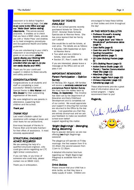 2010 Newsletter 26 - Doncaster Primary School