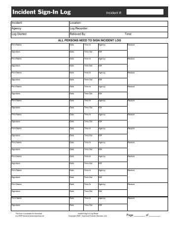 Incident \ Crime Scene Log - Imprimus Forensic Services