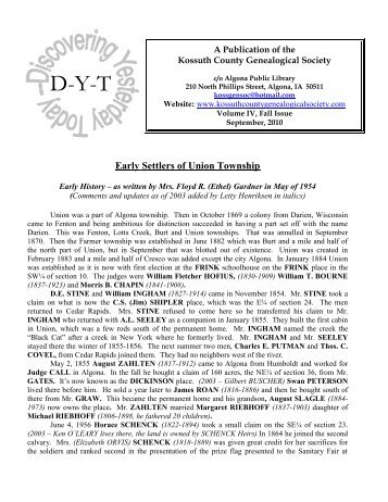 D-Y-T - Kossuth County Genealogical Society