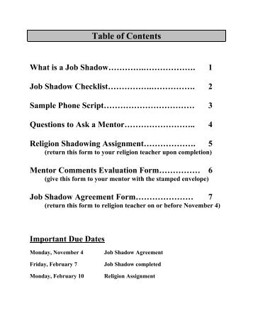 What is a Job Shadow? - Marian High School