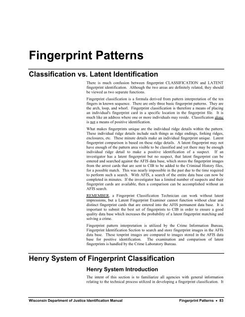 Wisconsin Department of Justice Identification Manual - Imprimus ...