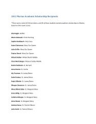 2012 Marian Academic Scholarship Recipients - Marian High School