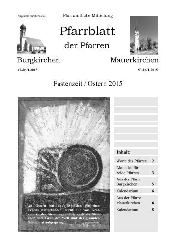 Pfarrblatt Fastenzeit/Ostern 2015