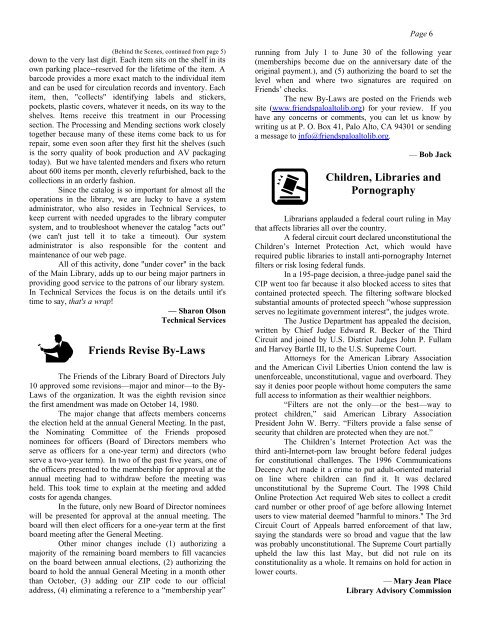 Quarterly Issue No. 56 Summer 2002 - Friends of the Palo Alto Library