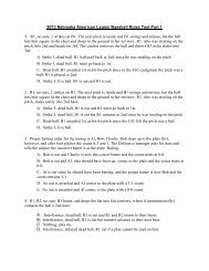 2013 Nebraska American Legion Baseball Rules Test Part 1 1. R1 ...