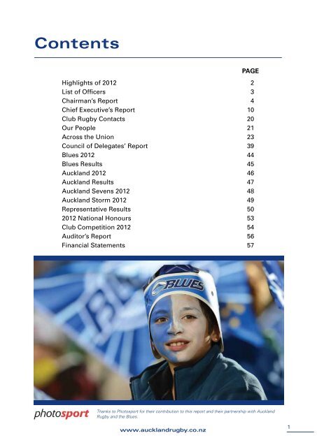 Contents - Auckland Rugby Football Union