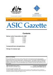 ASIC Gazette - Australian Securities and Investments Commission