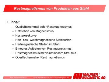 Restmagnetismus von Produkten aus Stahl - Maurer Magnetic AG