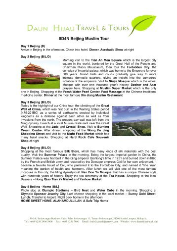 5D4N Beijing Muslim Tour - Daun Hijau Travel.com