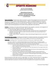 Bloomsburg University Concussion Management Protocol