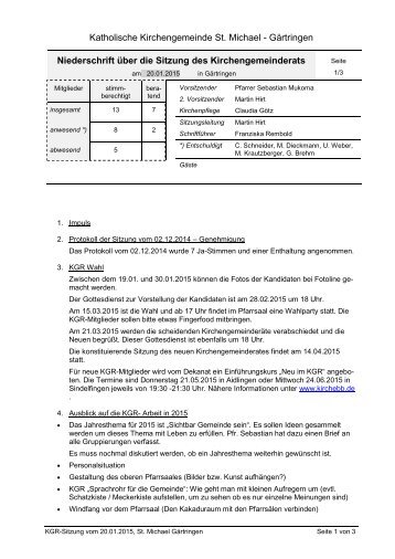 Protokoll KGR vom 20.01.2015