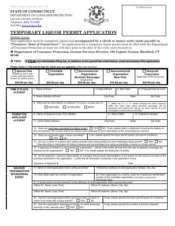 temporary liquor permit application - CT.gov