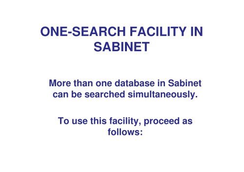 SABINET - Library - University of Pretoria