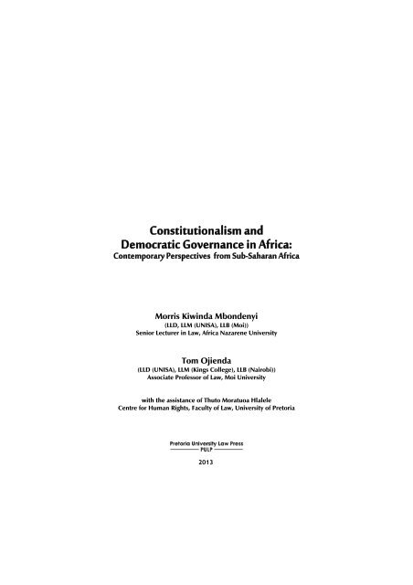 Constitutionalism and Democratic Governance in Africa: - PULP