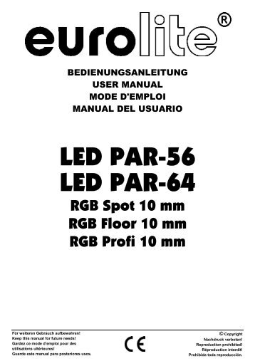 EUROLITE LED PAR-64 RGB Spot short User Manual - Megaomas