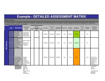 Appendix E - Example: detailed assessment matrix