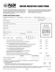 PADI Never Received Card Form - Scuba Center