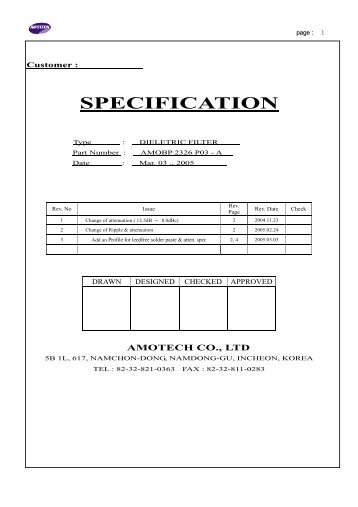 SPECIFICATION - MRC Components