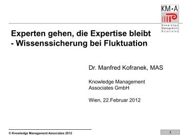 Experten gehen die Expertise bleibt_Kofranek ... - Agenda Wissen