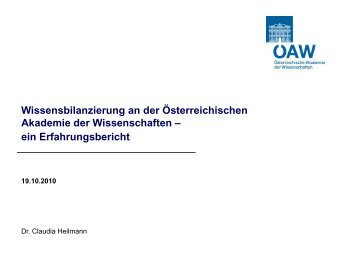 Österreichische Akademie der Wissenschaften - Agenda Wissen