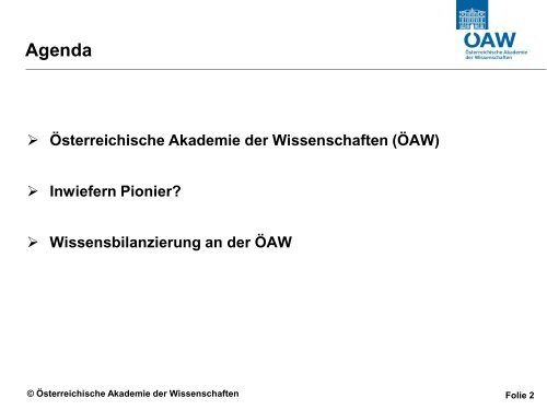 Österreichische Akademie der Wissenschaften - Agenda Wissen