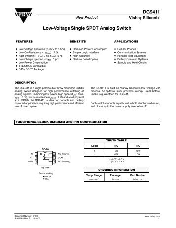 DG9411 Low-Voltage Single SPDT Analog Switch - Darlas