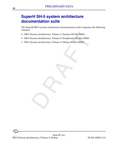 SuperH (SH) 64-bit RISC Series SH-5 System Architecture, Volume ...
