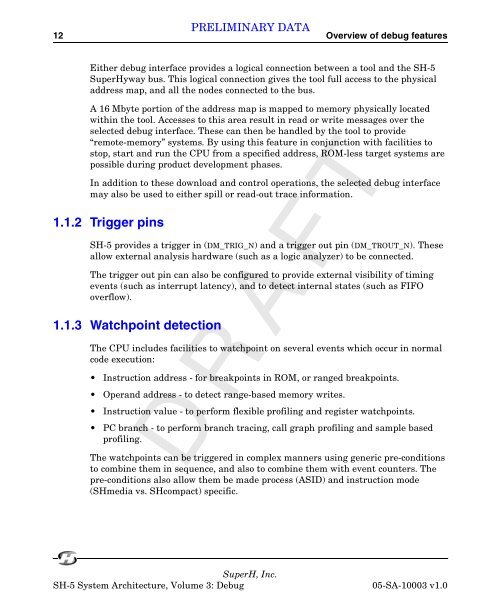 SuperH (SH) 64-bit RISC Series SH-5 System Architecture, Volume ...