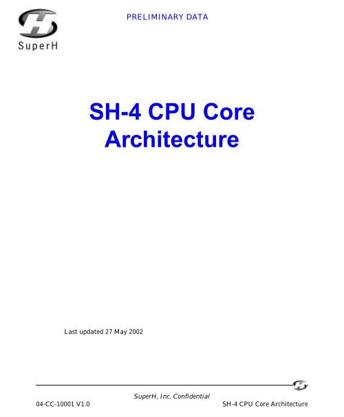 SH-4 CPU Core Architecture