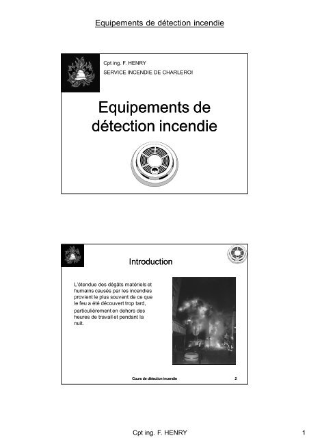 Equipements de dÃ©tection incendie - Prevention-incendie.be