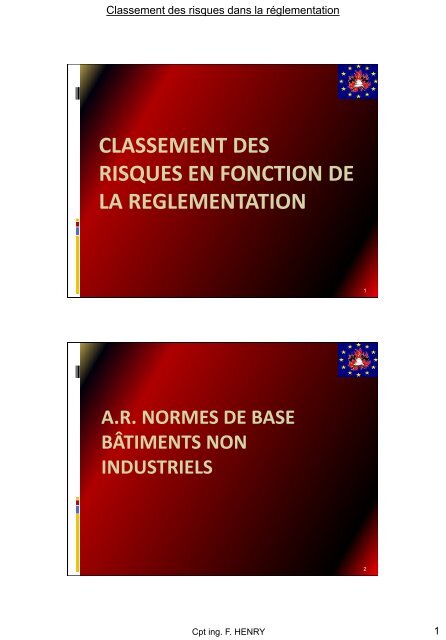 Classement du risque dans les rÃ©glementations - Prevention ...