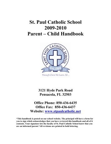 St. Paul Catholic School 2009-2010 Parent â Child Handbook 3121 ...