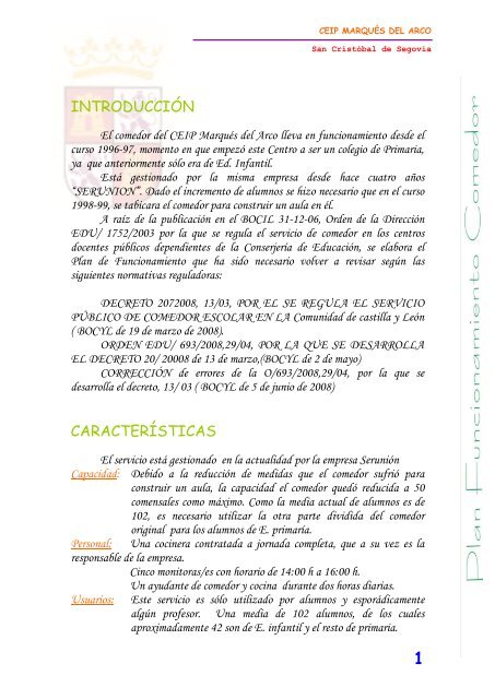 introducciÃ³n caracterÃ­sticas - CEIP MARQUÃS DEL ARCO - Junta ...