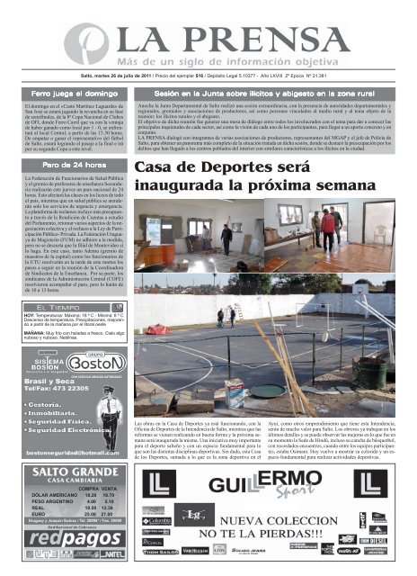 La Prensa Portada jueves 16 de junio 2011 - La Prensa | Edición Web