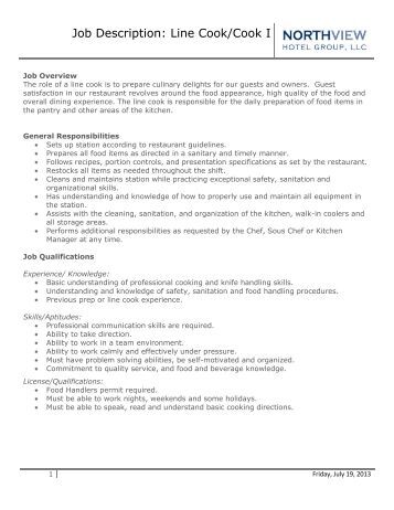 head cook job description