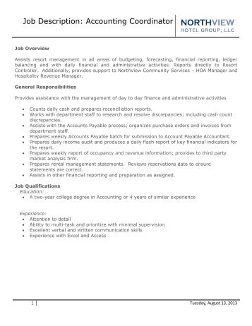 maintenance coordinator job description
