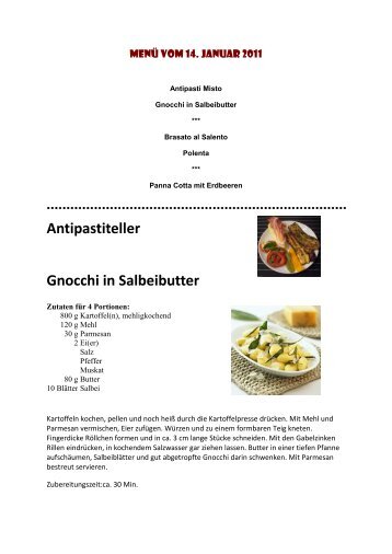Antipastiteller Gnocchi in Salbeibutter - Kochgruppe Scharf