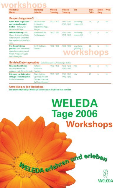 workshops - Weleda