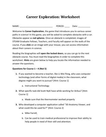 Career Exploration: Worksheet