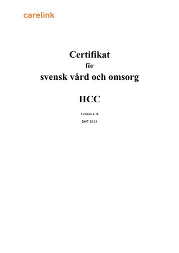Certifikat svensk vÃ¥rd och omsorg HCC
