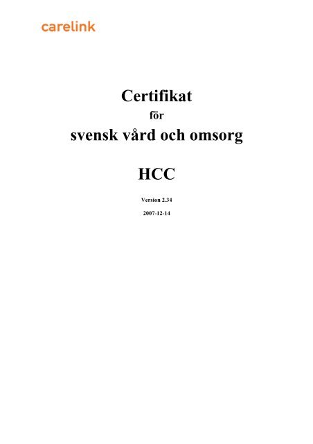 Certifikat svensk vÃ¥rd och omsorg HCC