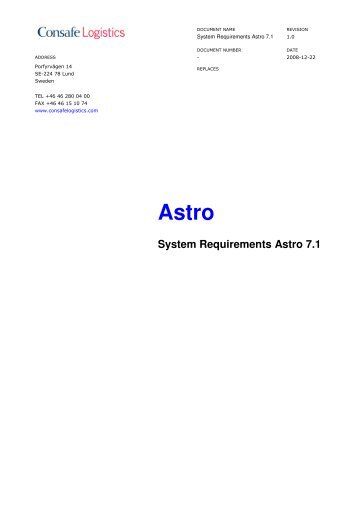 System Requirements Astro 7.1