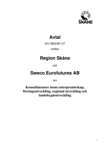 Avtal_Sweco_Eurofutures_AB.pdf - Region SkÃ¥ne