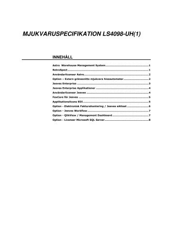 MJUKVARUSPECIFIKATION LS4098-UH(1)