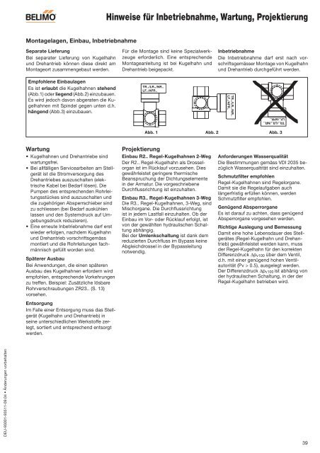Hinweise fÃ¼r Inbetriebnahme, Wartung, Projektierung - Belimo
