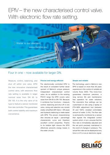 EPIV â the new characterised control valve. With electronic ... - Belimo