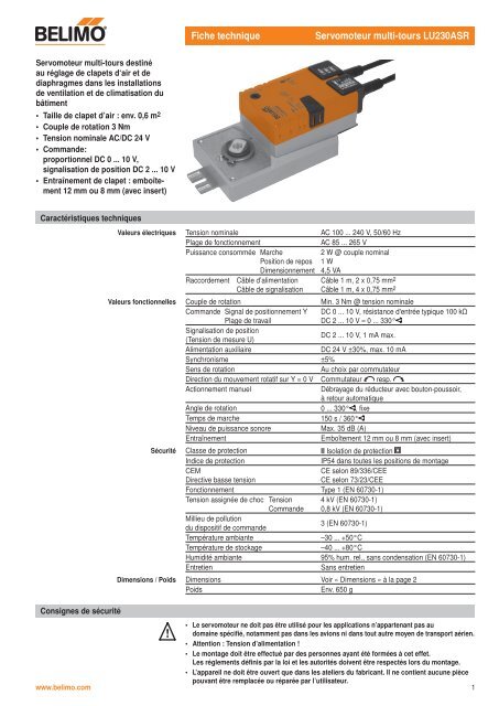 Fiche technique Servomoteur multi-tours LU230ASR