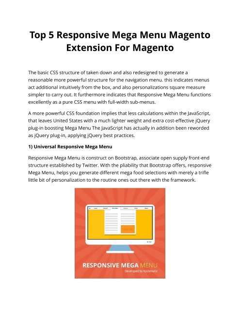 Top 5 Responsive Mega Menu Magento Extension For Magento