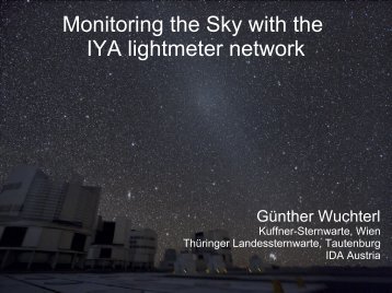 Monitoring the Sky with the IYA lightmeter network - Verein Kuffner ...