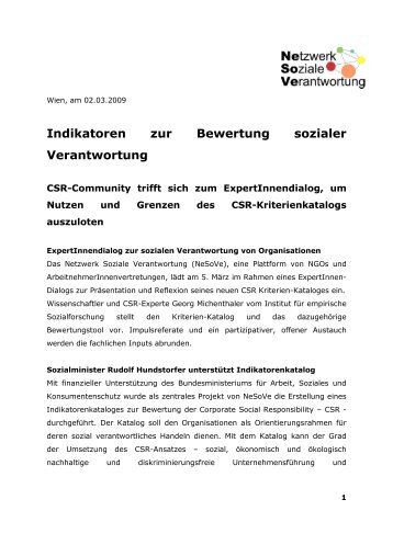 Indikatoren zur Bewertung sozialer Verantwortung - Netzwerk ...